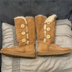 UGG Tan Winter Boots with Button Details